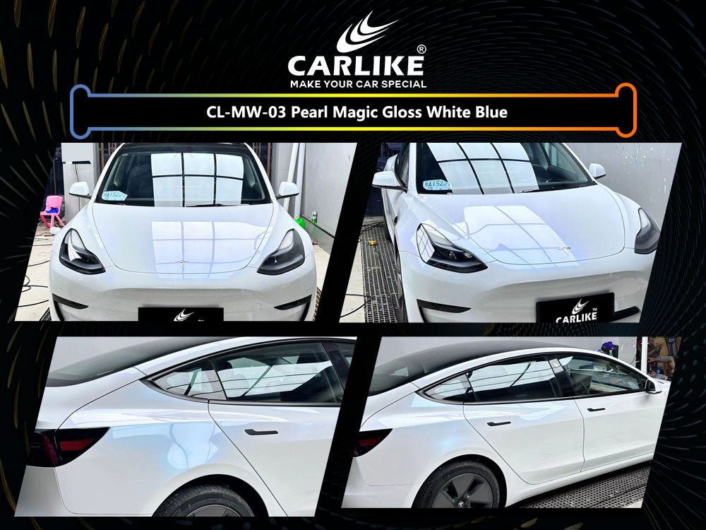CARLIKE CL-MW-03 Nacré Magique Brillant Blanc Bleu Vinyle — 