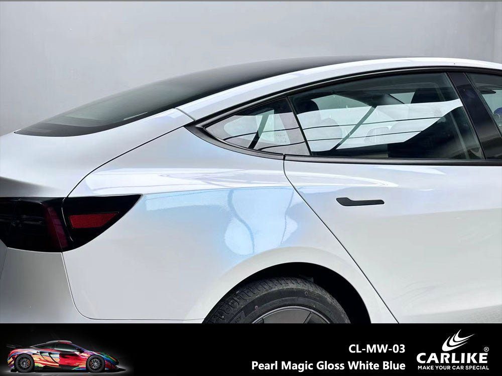 CARLIKE CL-MW-03 Nacré Magique Brillant Blanc Bleu Vinyle — 