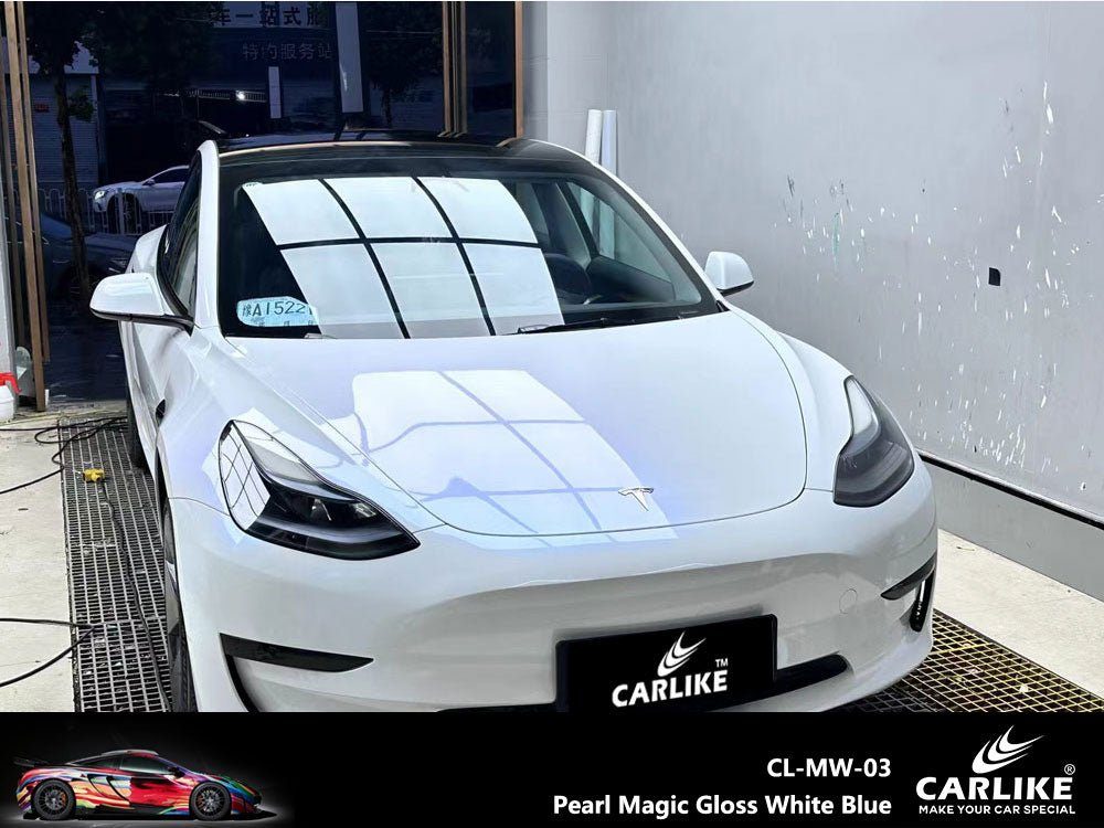 CARLIKE CL-MW-03 Nacré Magique Brillant Blanc Bleu Vinyle — 