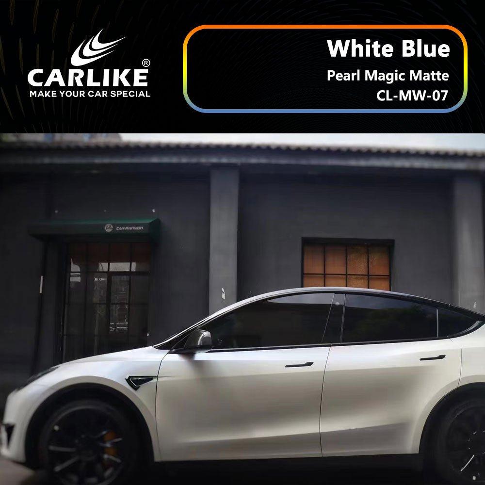 CARLIKE CL-MW-07 Pearl Magic Matte White Blue Vinyl — 