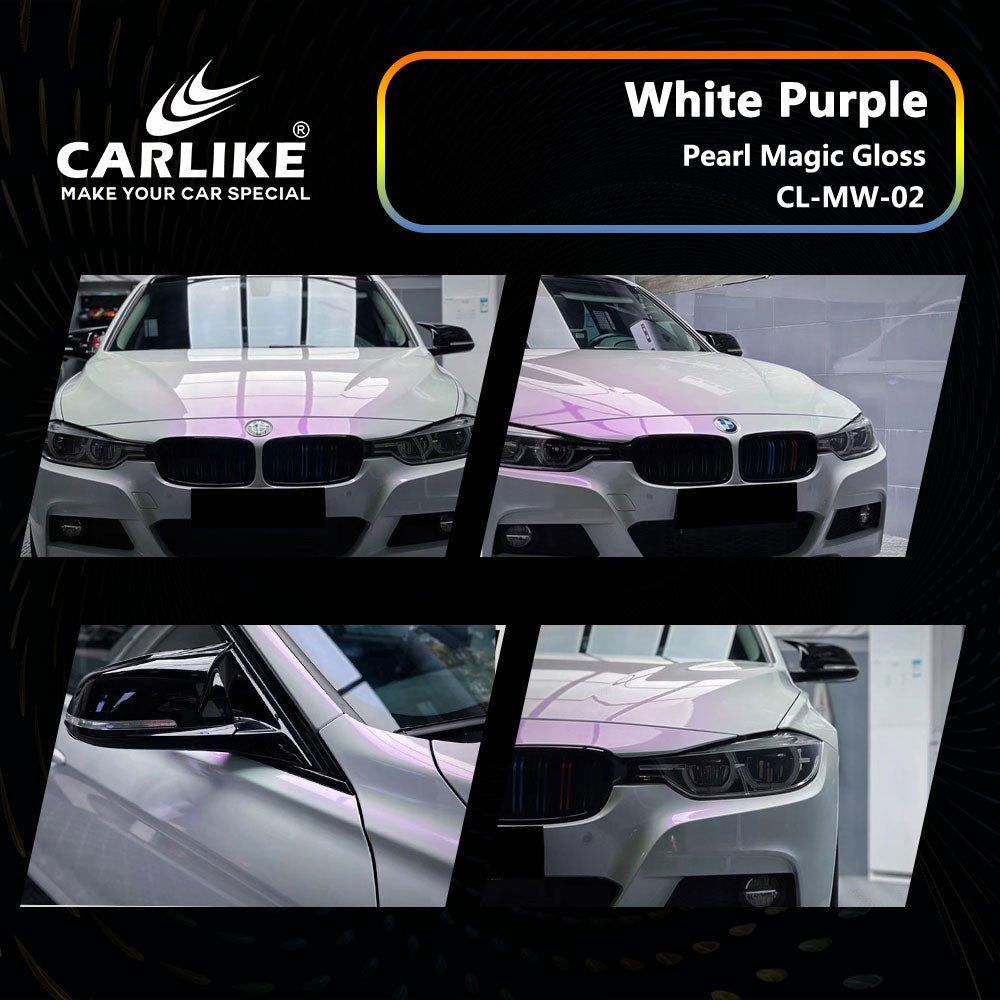 CARLIKE CL-MW-02P Nacré Magique Brillant Blanc Violet Vinyle PET Liner — 