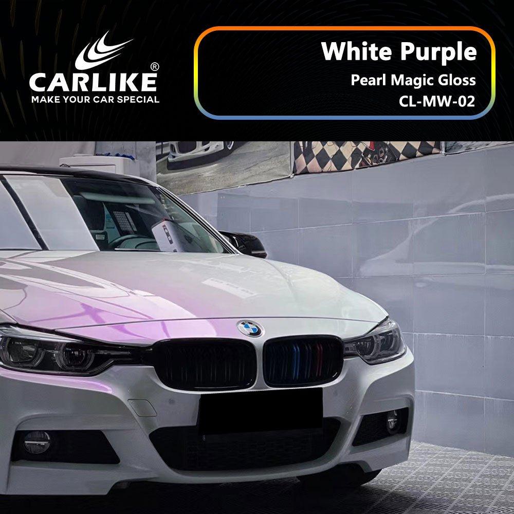 CARLIKE CL-MW-02P Nacré Magique Brillant Blanc Violet Vinyle PET Liner — 