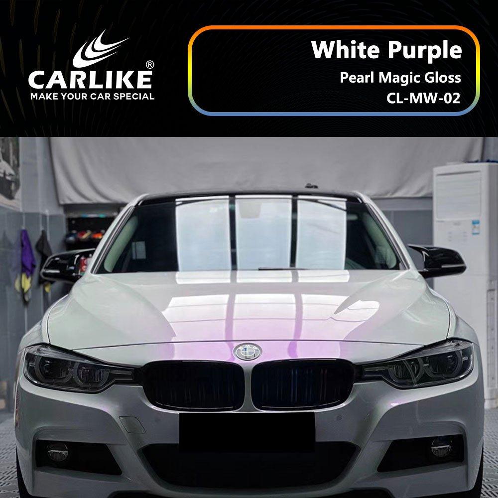 CARLIKE CL-MW-02P Nacré Magique Brillant Blanc Violet Vinyle PET Liner — 