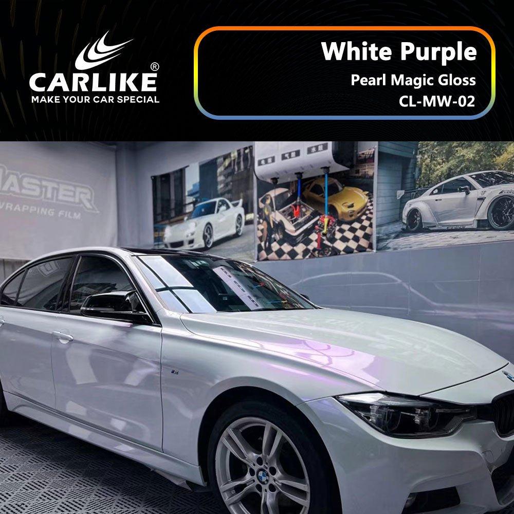 CARLIKE CL-MW-02P Nacré Magique Brillant Blanc Violet Vinyle PET Liner — 