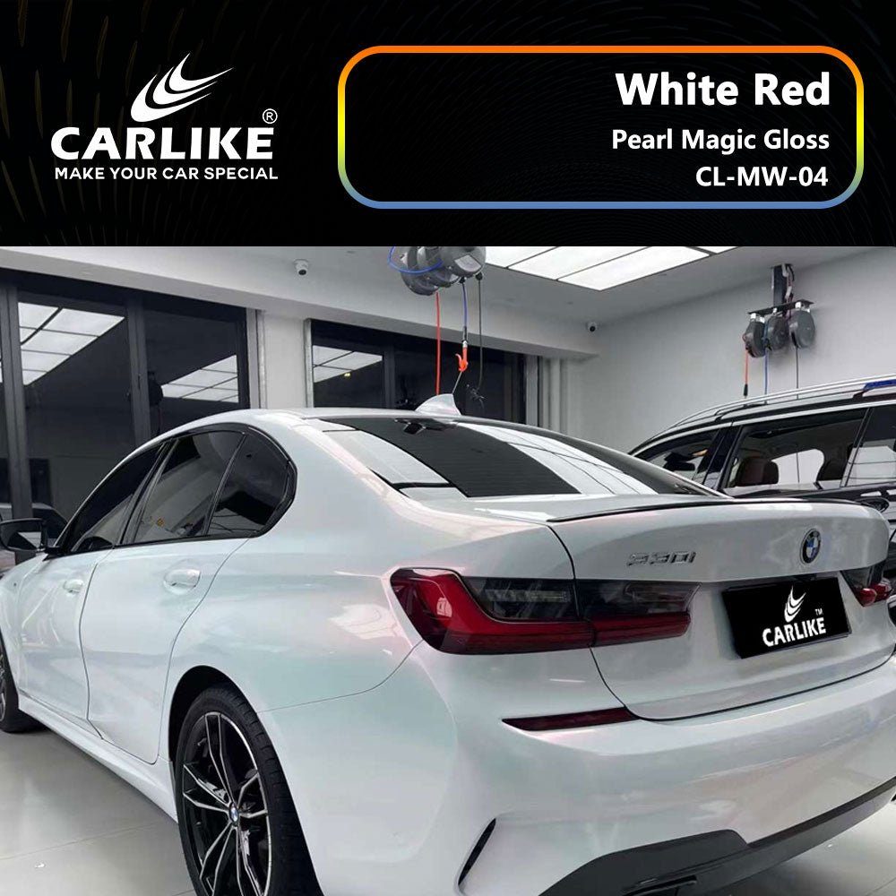 CARLIKE CL-MW-04P Nacré Magique Brillant Blanc Rouge Vinyle PET Liner — 