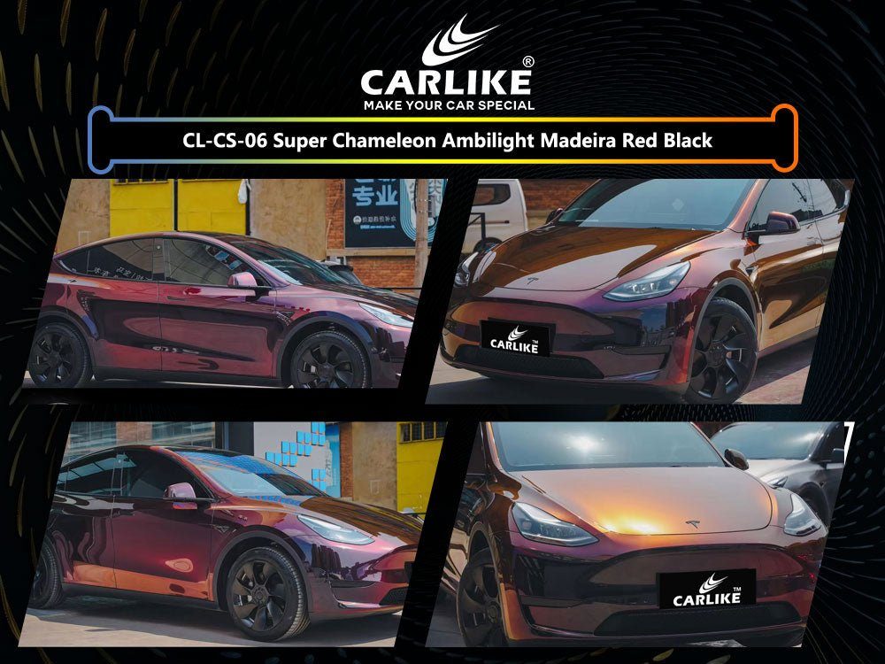 CARLIKE CL-CS-06 Super Caméléon Ambilight Madeira Rouge Noir Vinyle — 