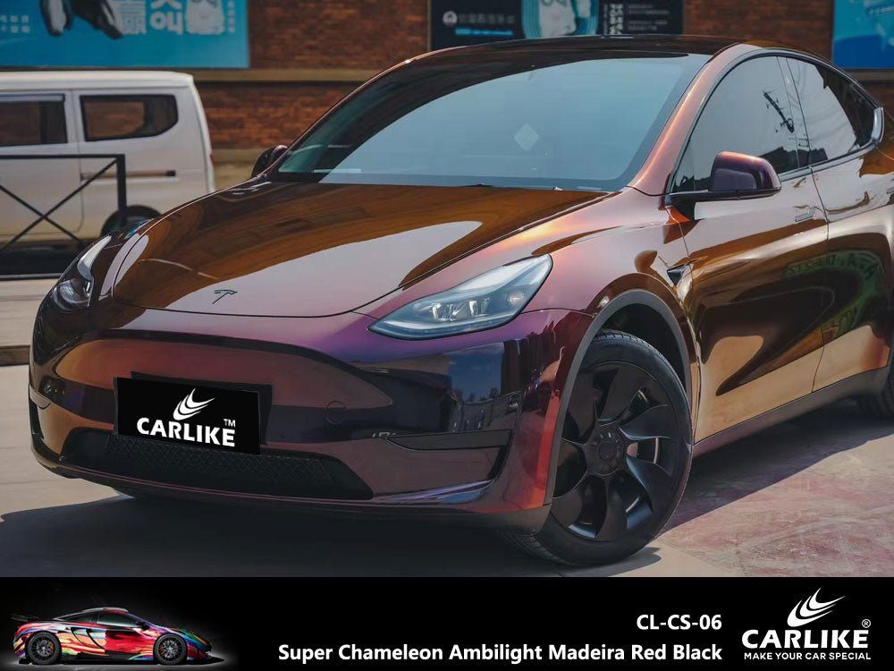 CARLIKE CL-CS-06 Super Caméléon Ambilight Madeira Rouge Noir Vinyle — 