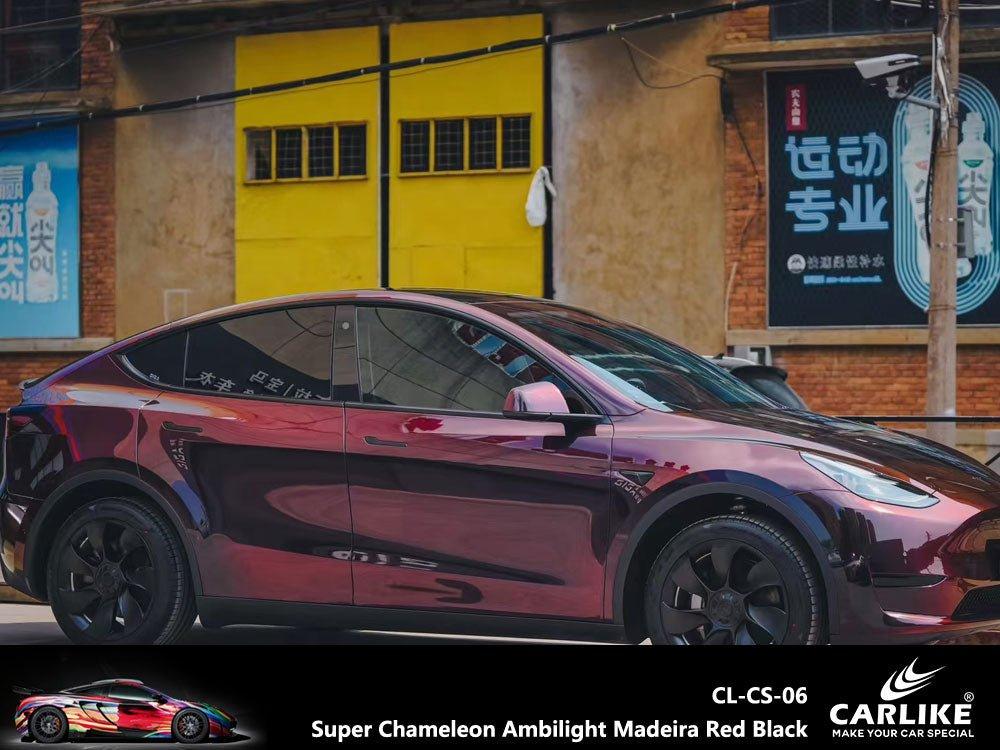 CARLIKE CL-CS-06P Super Caméléon Ambilight Madeira Rouge Noir Vinyle PET Liner — 